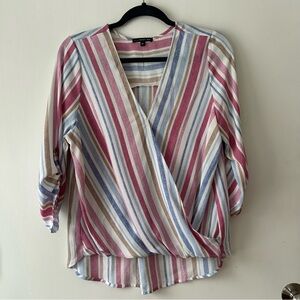 West Kei Multicolor Striped Wrap Blouse